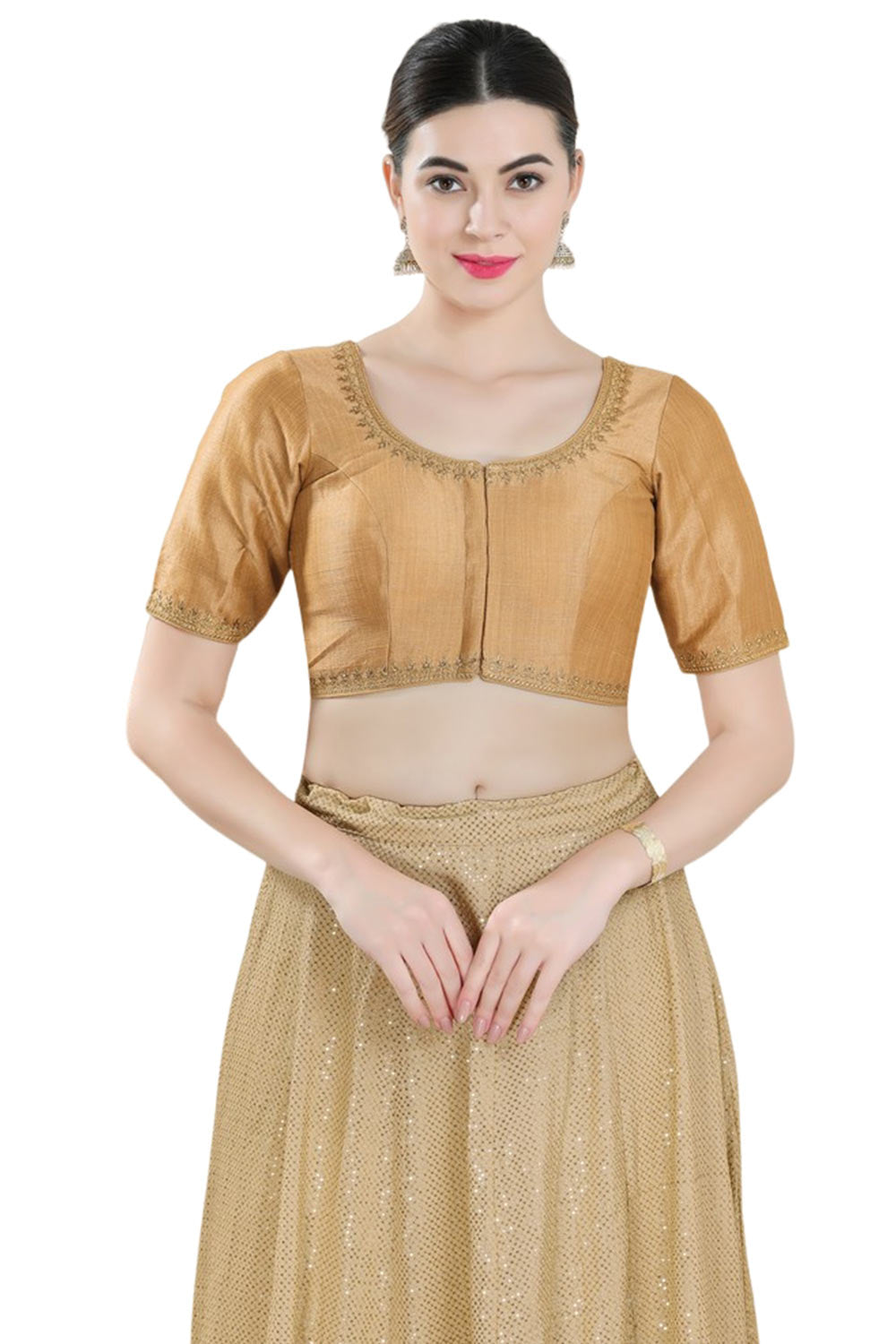 Gold Mulbury Silk Sleeveless Blouse