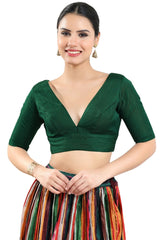 Green Silk Half Sleeve Blouse