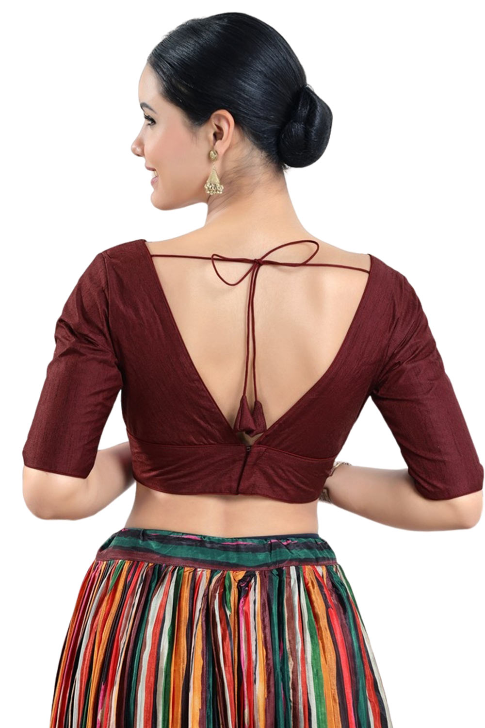 Maroon Silk Half Sleeve Blouse