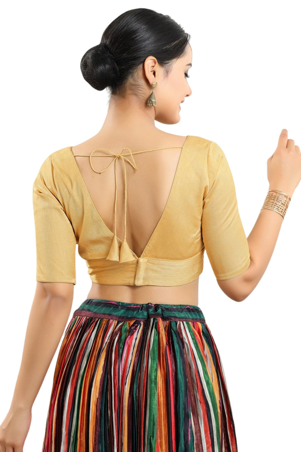 Gold Silk Half Sleeve Blouse