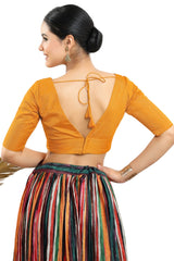 Mustard Silk Half Sleeve Blouse