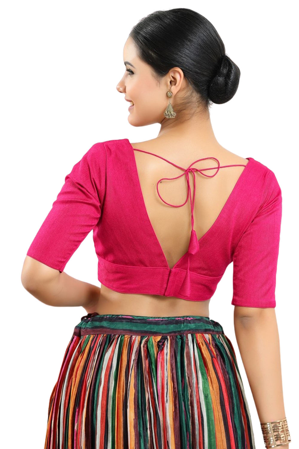 Pink Silk Half Sleeve Blouse