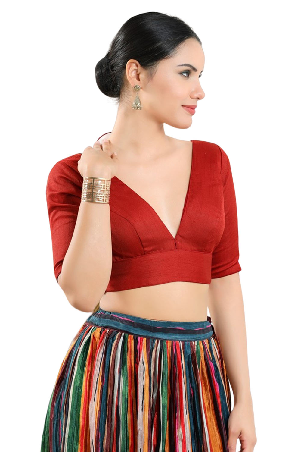 Red Silk Sleeveless Blouse