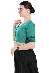 Green Cotton Half Sleeve Blouse