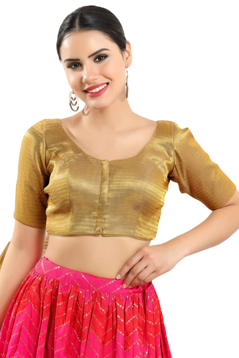 Gold Shimmer Half Sleeve Blouse