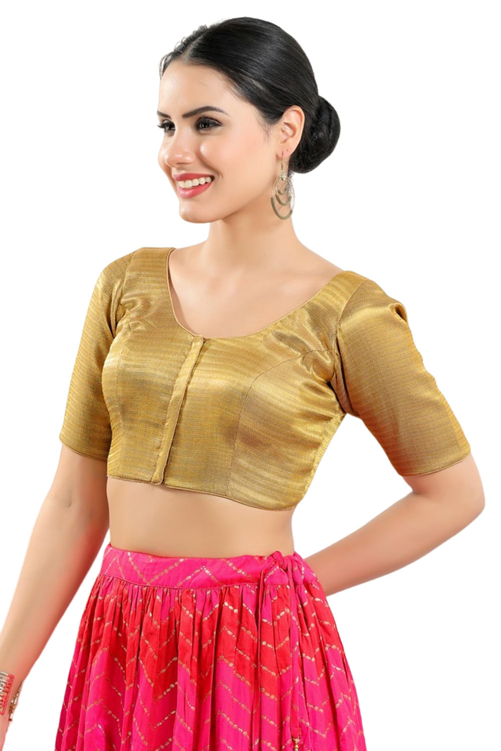 Gold Shimmer Half Sleeve Blouse