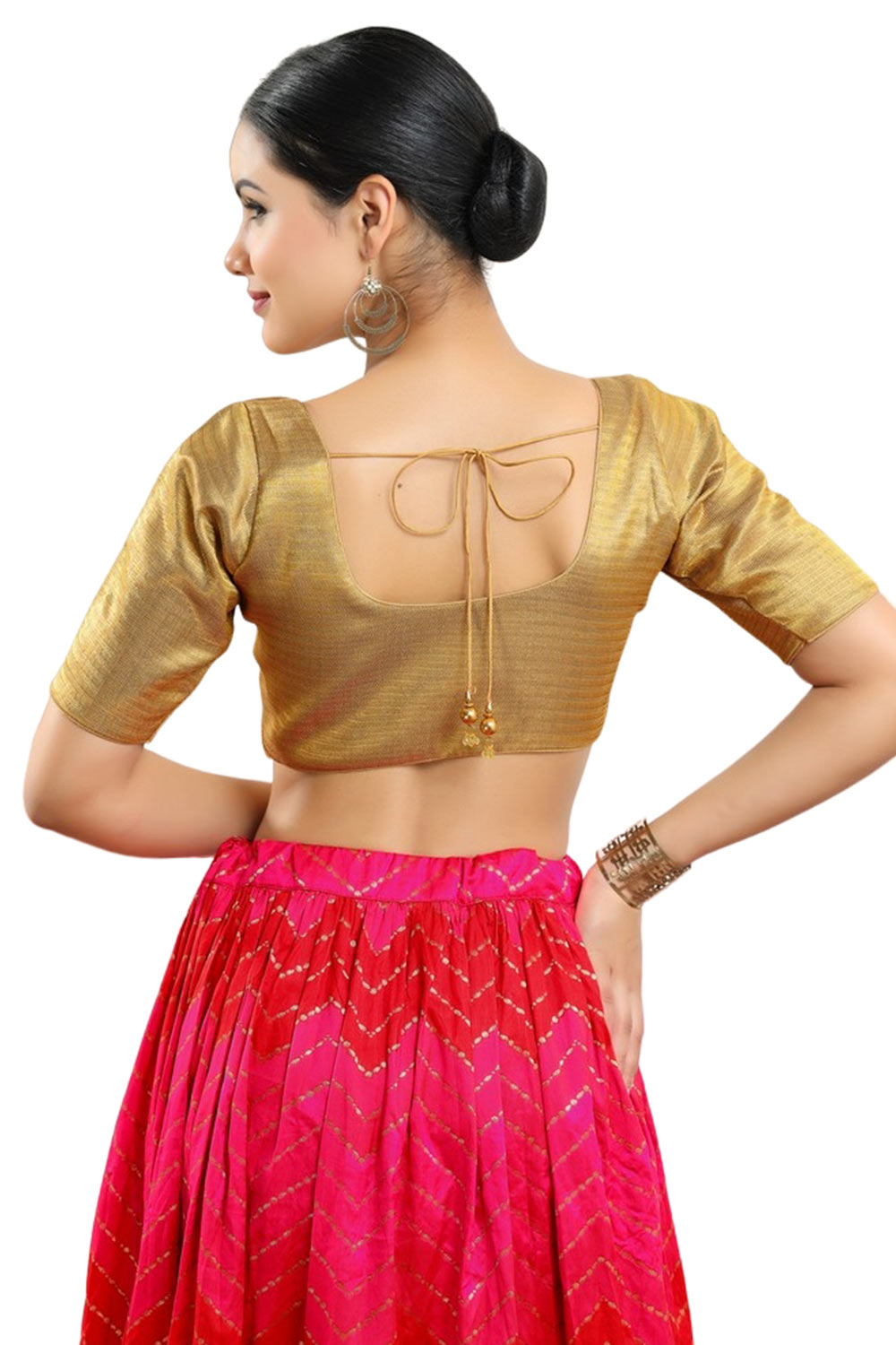 Gold Shimmer Half Sleeve Blouse