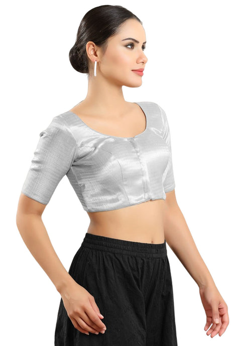 Silver Shimmer Half Sleeve Blouse