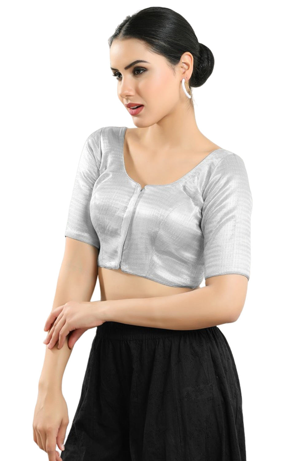 Silver Shimmer Half Sleeve Blouse