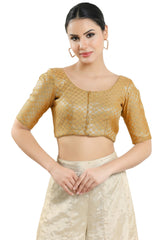 Gold Brocade Half Sleeve Blouse