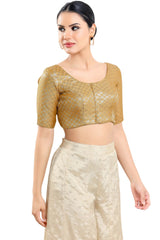 Gold Brocade Half Sleeve Blouse