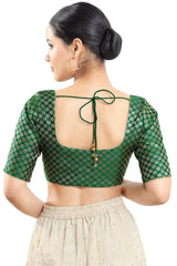 Green Brocade Half Sleeve Blouse