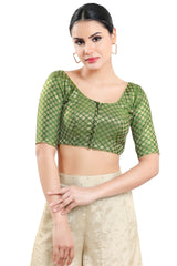 Green Brocade Half Sleeve Blouse