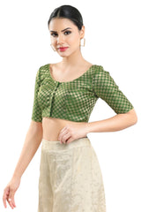 Green Brocade Half Sleeve Blouse