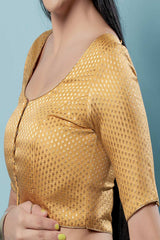 Gold Brocade Woven Elbow Sleeves Blouse