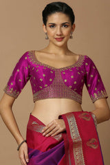 Magenta Silk Elbow Length Padded Blouse