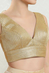 Gold Brocade Woven Design Sleeveless Blouse