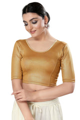 Copper Polyester Solid Short Sleeves Blouse