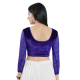Purple Velvet Solid Long Sleeves Blouse