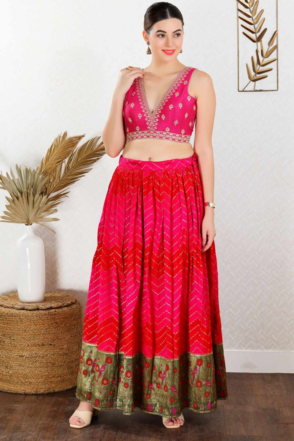 Pink Silk Embroidered Sleeveless Blouse