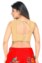 Gold Silk Solid Sleeveless Blouse