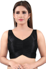 Buy Art Silk Solid Saree Blouse in Black