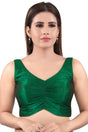 Buy Art Silk Solid Saree Blouse in Green