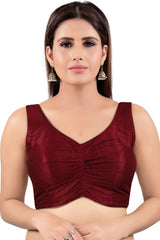 Buy Art Silk Solid Saree Blouse in Maroon