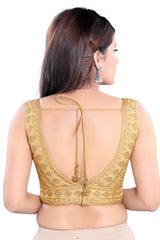 Art Silk Padded Blouse In Gold