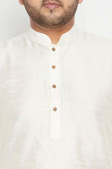 Buy Men's Silk Blend Woven Design Kurta Set in Cream - Zoom Out