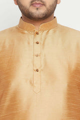 Buy Men's Silk Blend Woven Design Kurta Set in Rose Gold - Zoom Out