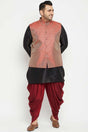 Buy Men's Silk Blend Woven Design Sherwani Set in Black - Front