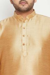 Buy Men's Silk Blend Woven Design Kurta Set in Rose Gold - Zoom in