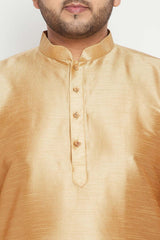 Buy Men's Silk Blend Woven Design Kurta Set in Rose Gold - Zoom Out