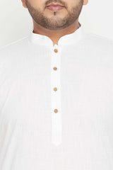 Buy Men's Cotton Blend Solid Kurta Set in White - Zoom Out