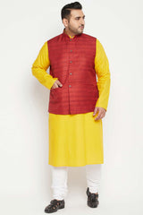 Buy Men's Silk Blend Solid Nehru Jacket in Maroon - Zoom Out