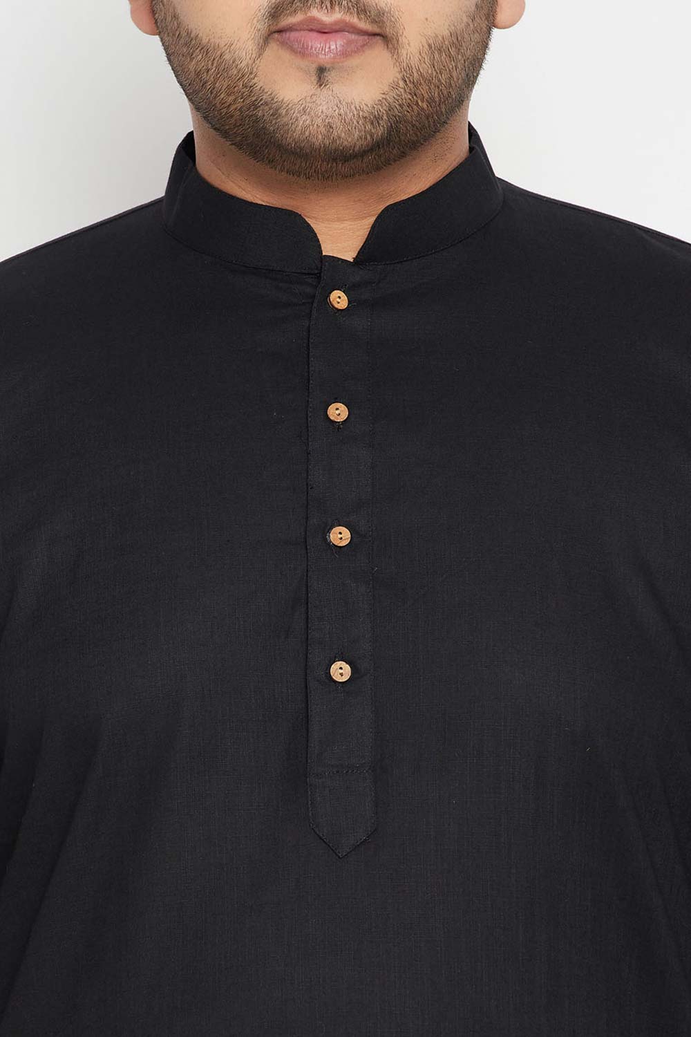 Buy Men's Cotton Blend Solid Kurta Set in Black - Zoom Out