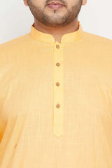 Buy Men's Cotton Blend Solid Kurta Set in Fawn - Zoom Out