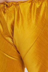 Buy Men's Silk Blend Solid Kurta Set in Mustard - Zoom Out