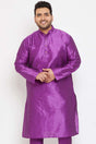 Buy Men's Silk Blend Solid Kurta in Purple - Front