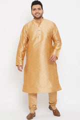 Buy Men's Silk Blend Solid Kurta in Rose Gold - Zoom Out