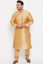 Buy Men's Silk Blend Solid Kurta Set in Rose Gold - Front