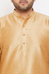 Buy Men's Silk Blend Solid Kurta Set in Rose Gold - Zoom in