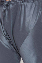 Buy Men's Silk Blend Solid Kurta Set in Steel Grey - Zoom Out