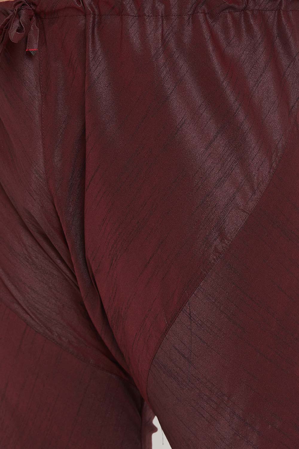 Buy Men's Silk Blend Solid Kurta Set in Wine - Zoom Out