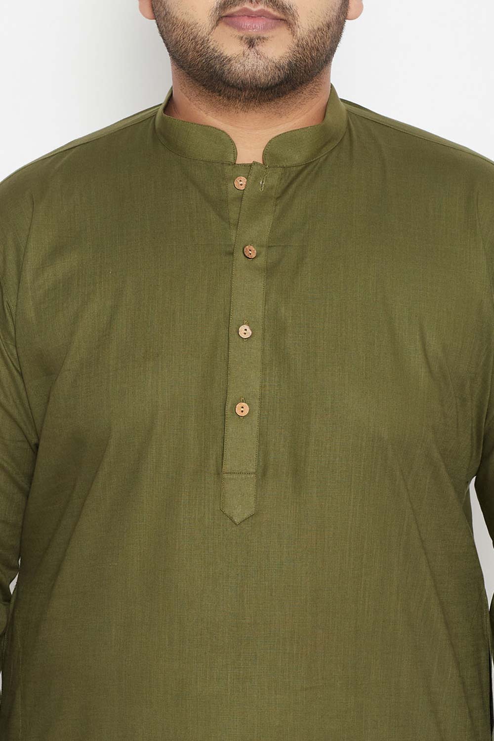 Buy Men's Cotton Blend Solid Kurta Set in Mint Green - Zoom in