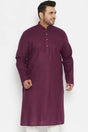 Buy Men's Cotton Blend Solid Kurta in Purple - Front