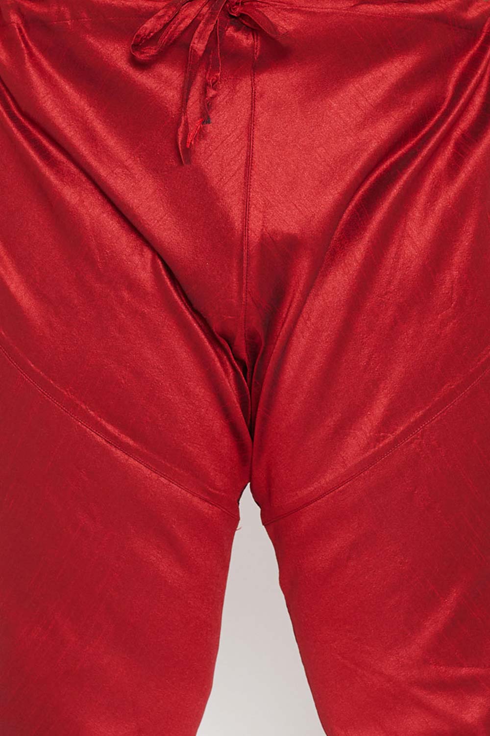 Buy Men's Silk Blend Solid Kurta Set in Orange - Zoom Out