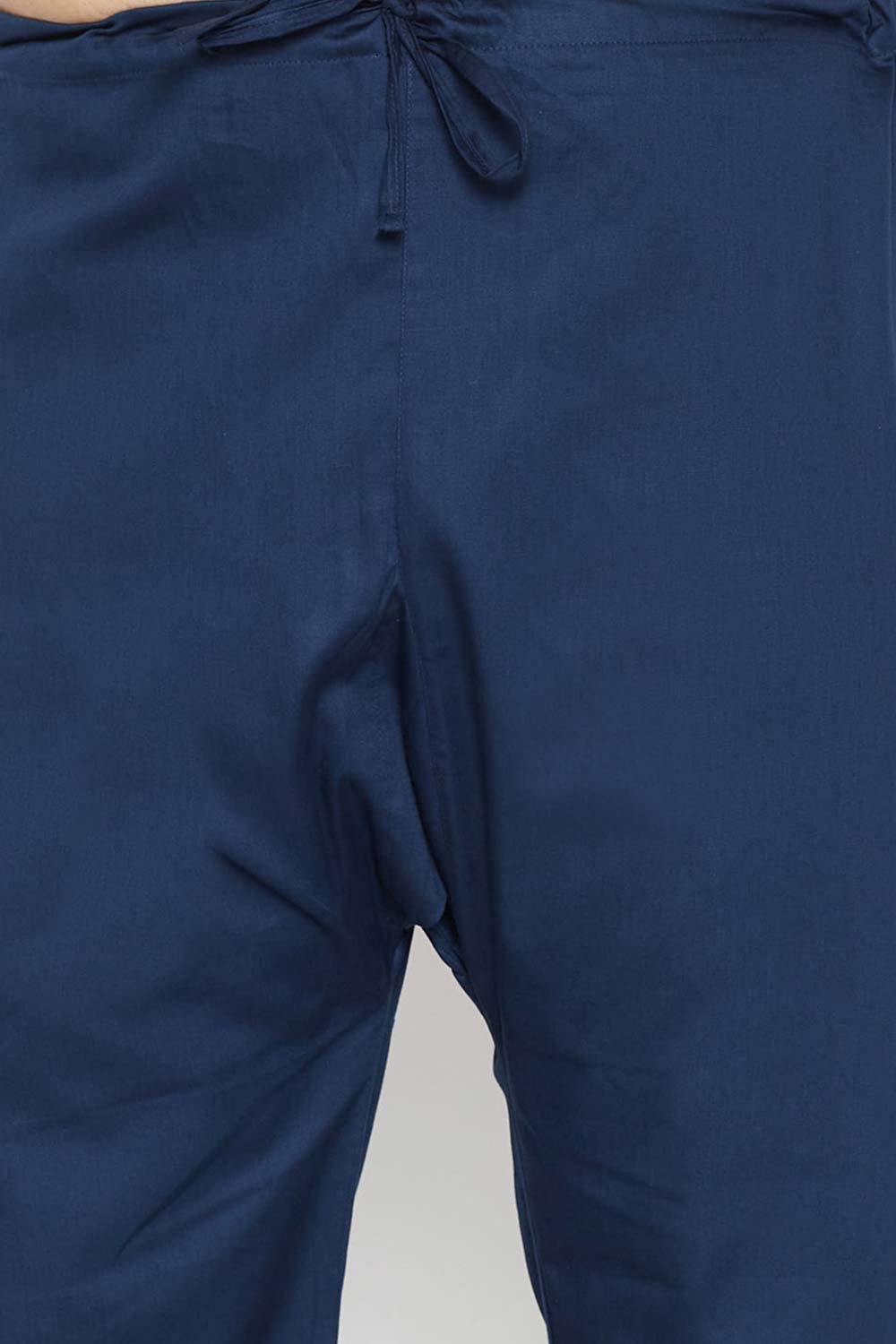 Buy Men's Cotton Blend Solid Kurta Set in Blue - Zoom Out