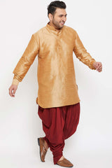 Buy Men's Silk Blend Solid Kurta Set in Rose Gold - Side